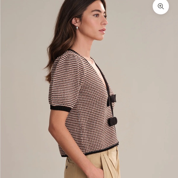 525 America Elaine Puff Sleeve Tie Front Top - Picture 2 of 3